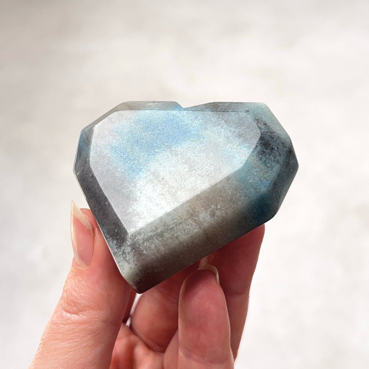 Trolleite Heart | Blue Trolleite Faceted Crystal Heart