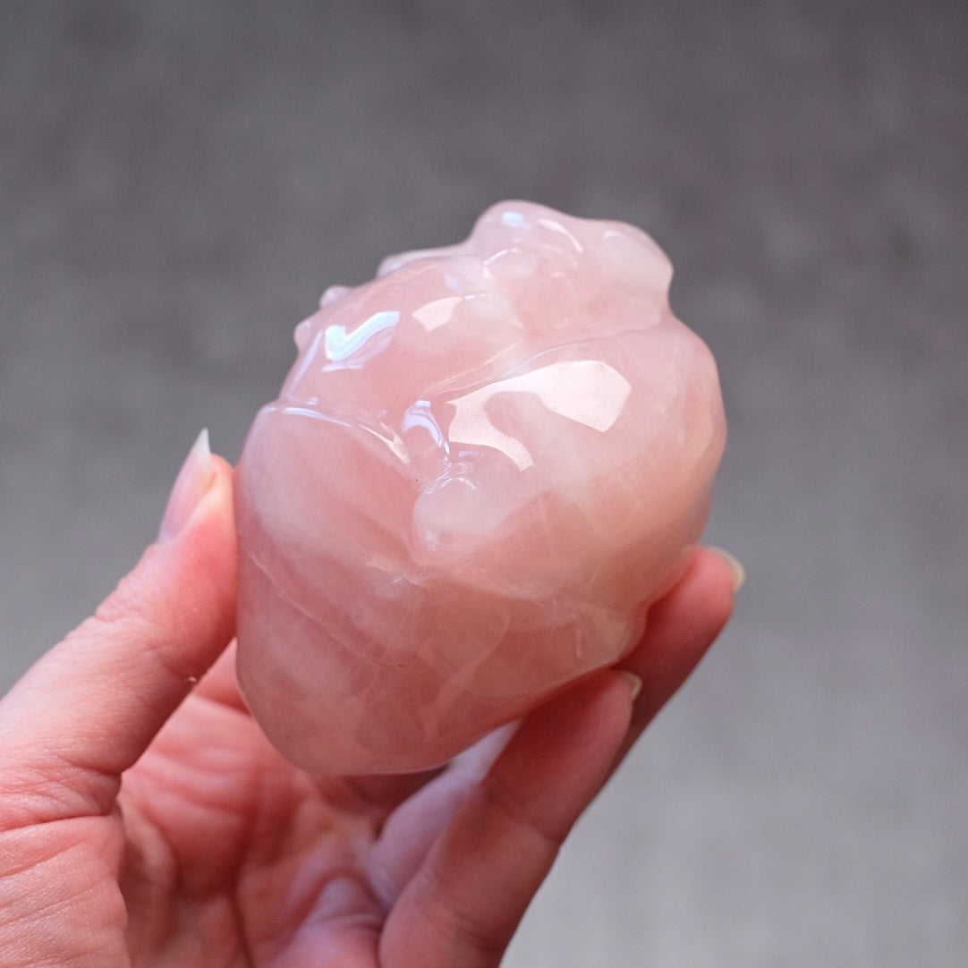 Rose Quartz Anatomical Heart Carving | Human Crystal Heart