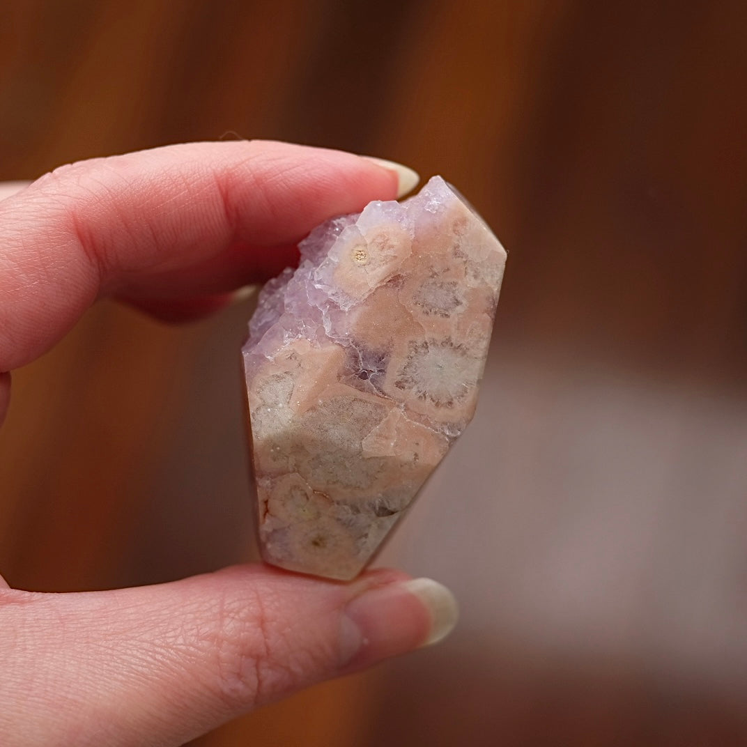 Amethyst + Pink Flower Agate | Flower Agate Crystal Freeform