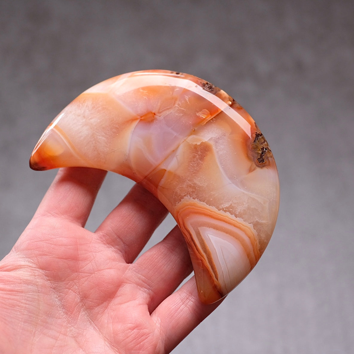 Carnelian Moon & Stand | Carved Crystal Moon Display Set