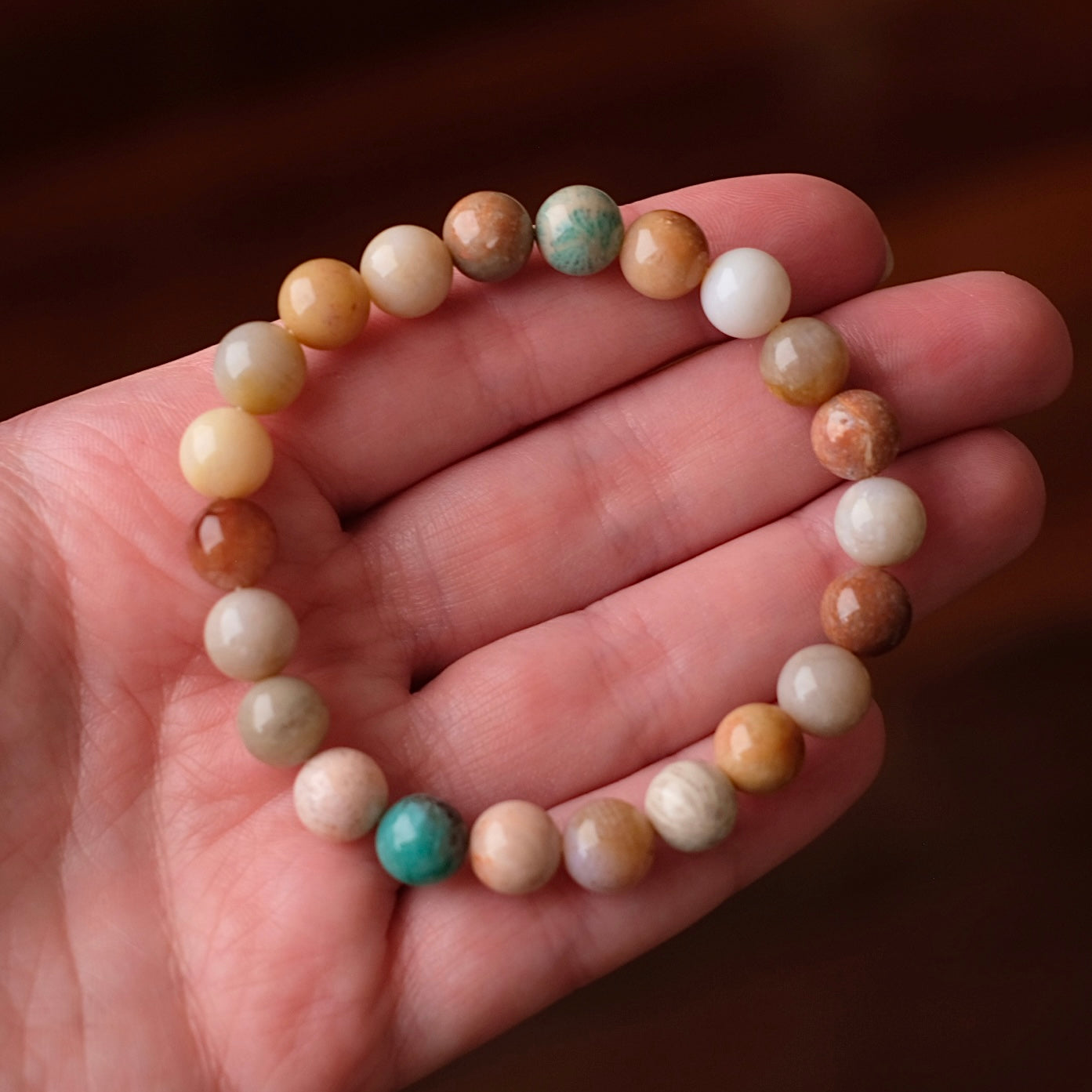 Colourful Fossilised Coral Bracelet | Coral Crystal Stretch Bracelet