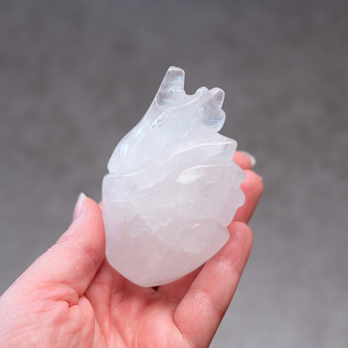 Clear Quartz Anatomical Heart Carving | Human Crystal Heart