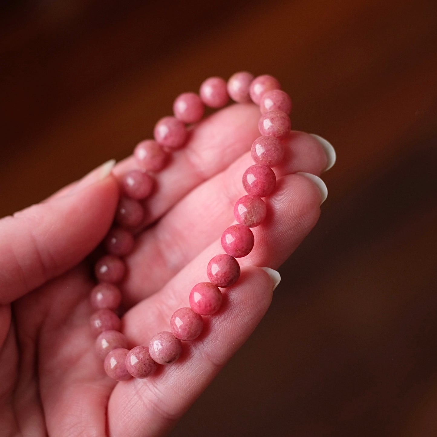 Rhodonite Bracelet | Ombre Rhodonite Crystal Stretch Bracelet