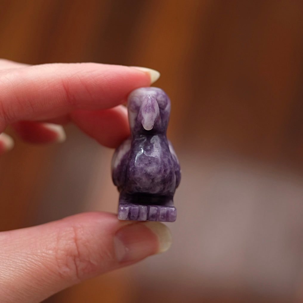 Lepidolite Dodo Carving | Cute Crystal Bird Carving