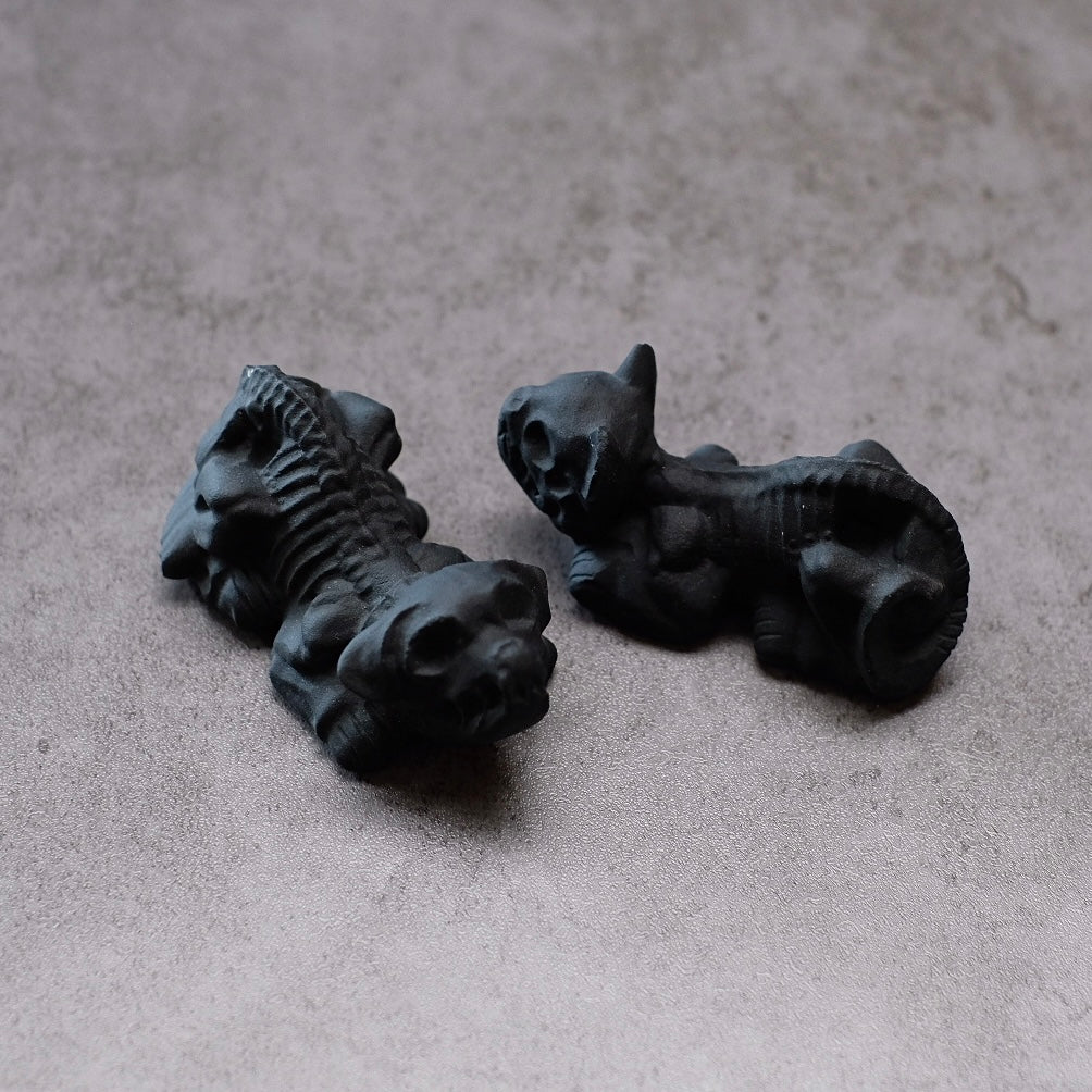 Obsidian Dog & Cat Skeleton Carvings | Cute Halloween Crystal