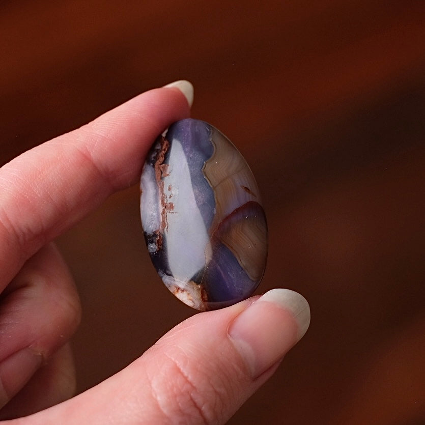 Blue Flower Agate Pocket Stone | Mini Flower Agate Crystal