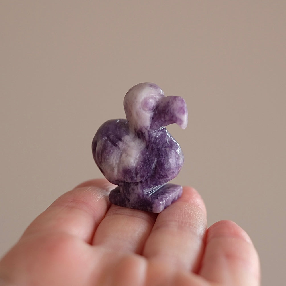 Lepidolite Dodo Carving | Cute Crystal Bird Carving