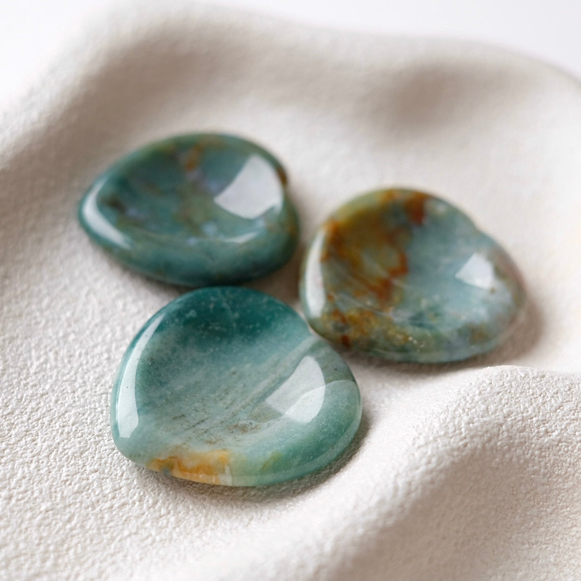 Sea Jasper Worry Stone | Heart Shaped Crystal Thumb Stone