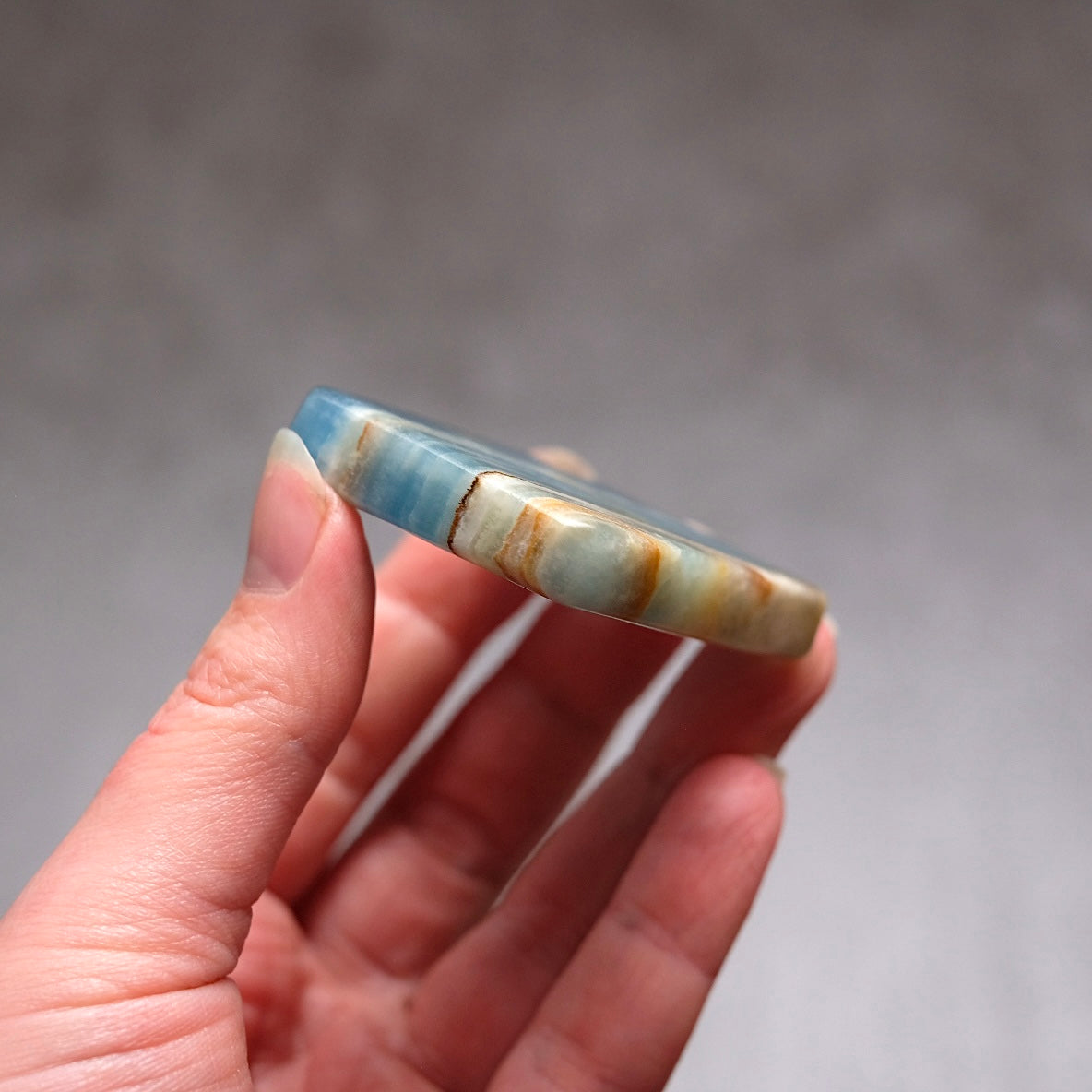 Lemurian Aquatine Calcite Slab | Polished Blue Onyx Slice