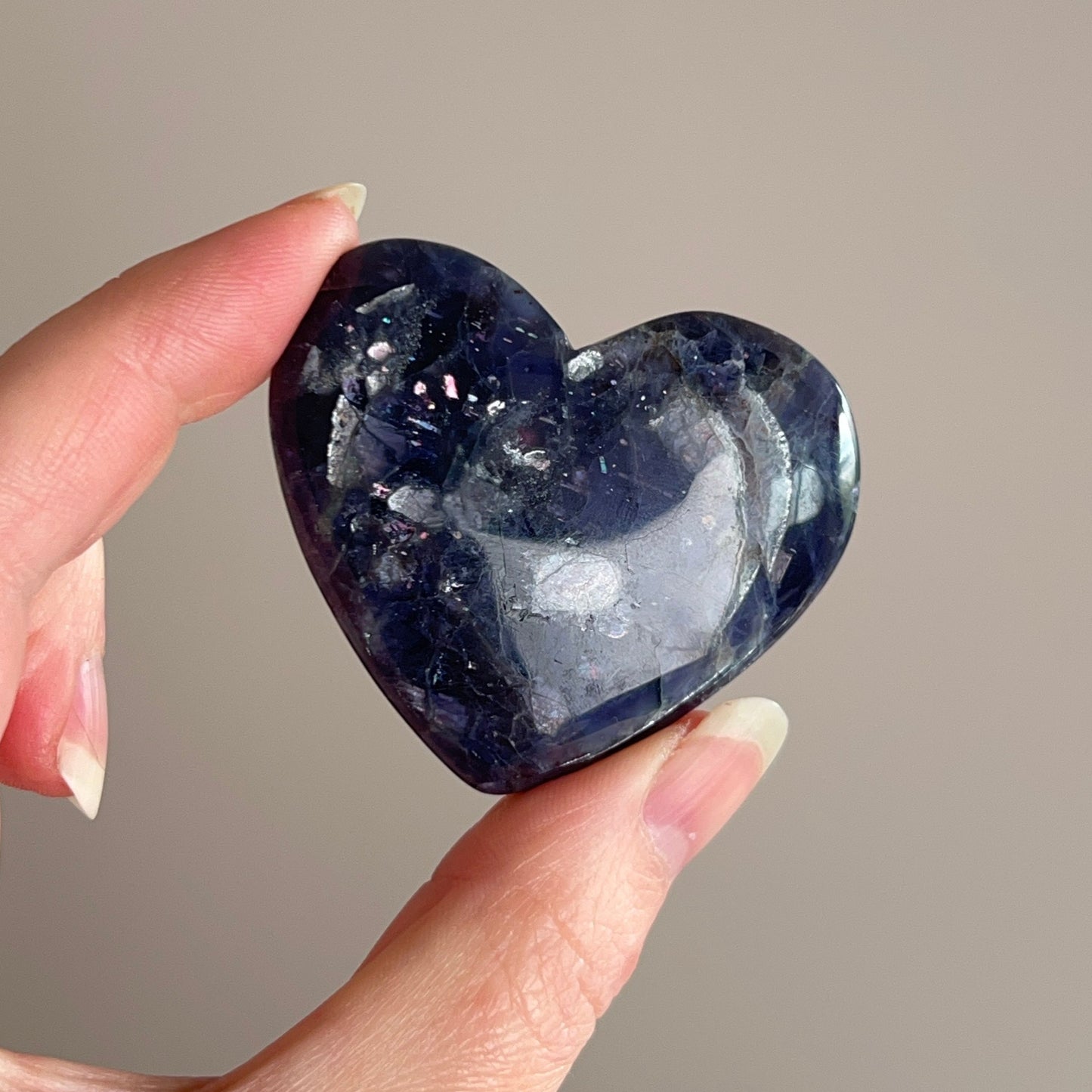 Iolite w. Sunstone Heart | Gem Iolite Crystal Heart