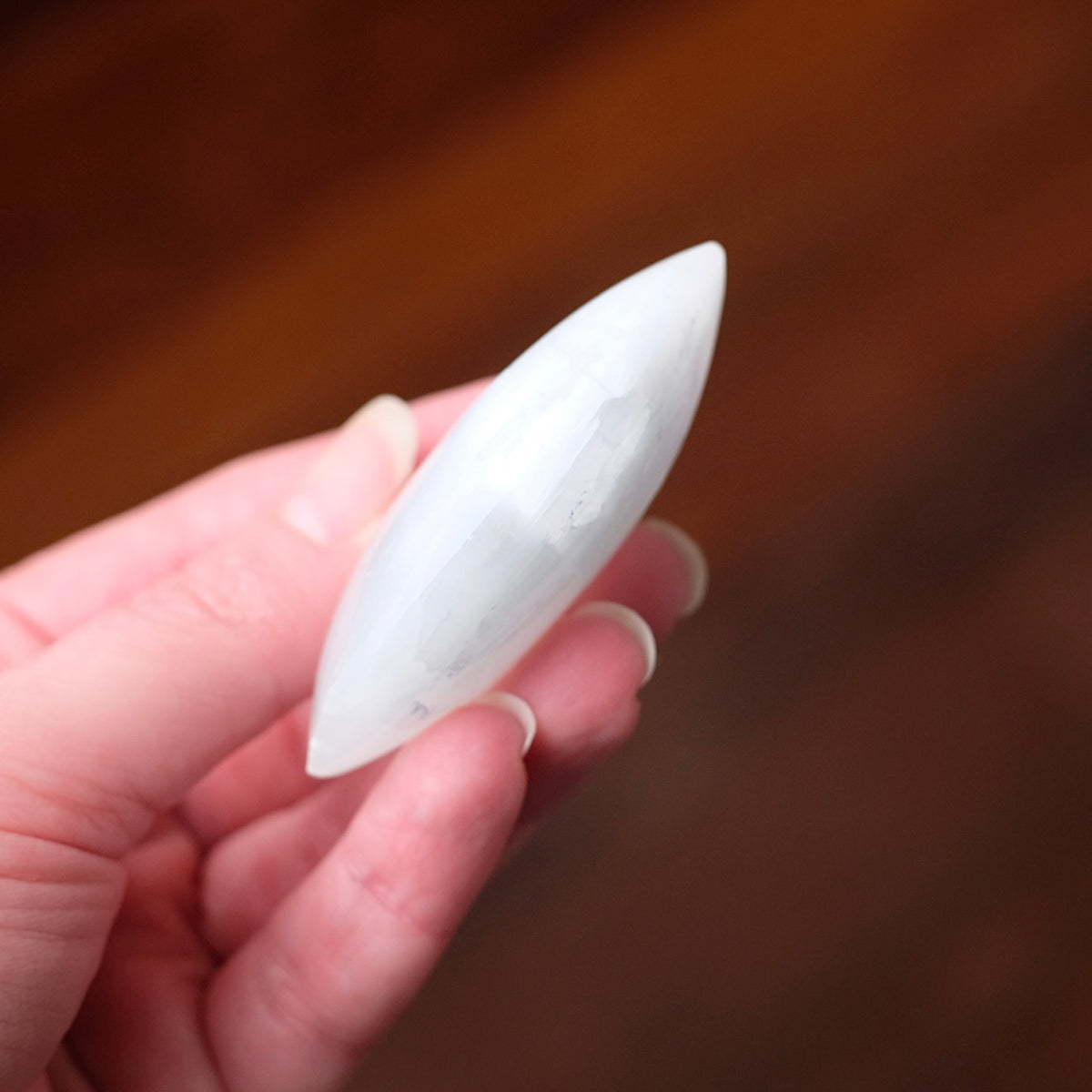 Flashy Satin Spar Palm | Selenite Palmstone