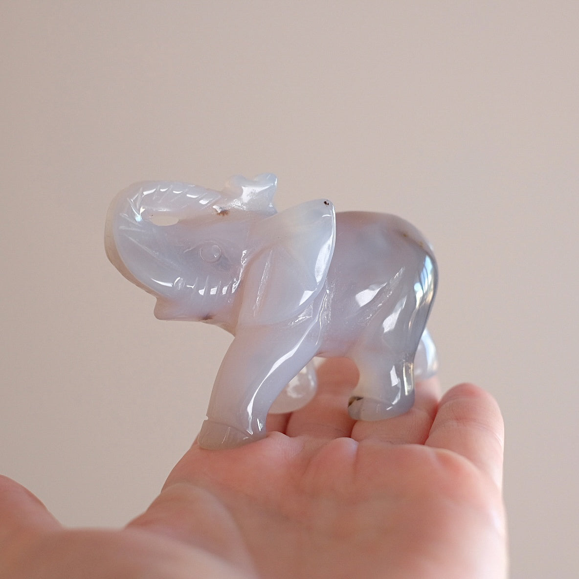 Druzy Agate Elephant Carving | Crystal Animal Carving