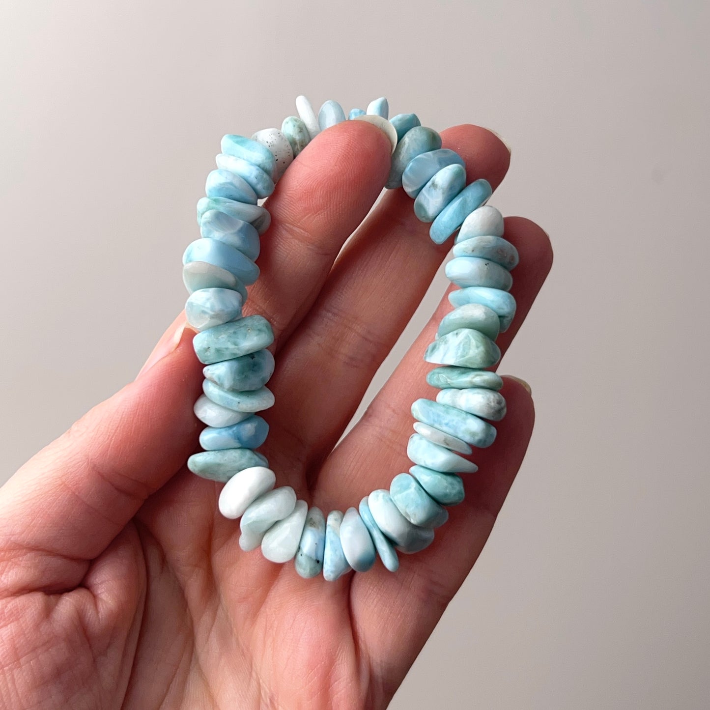Chunky Larimar Bracelet | Crystal Stretch Bracelet