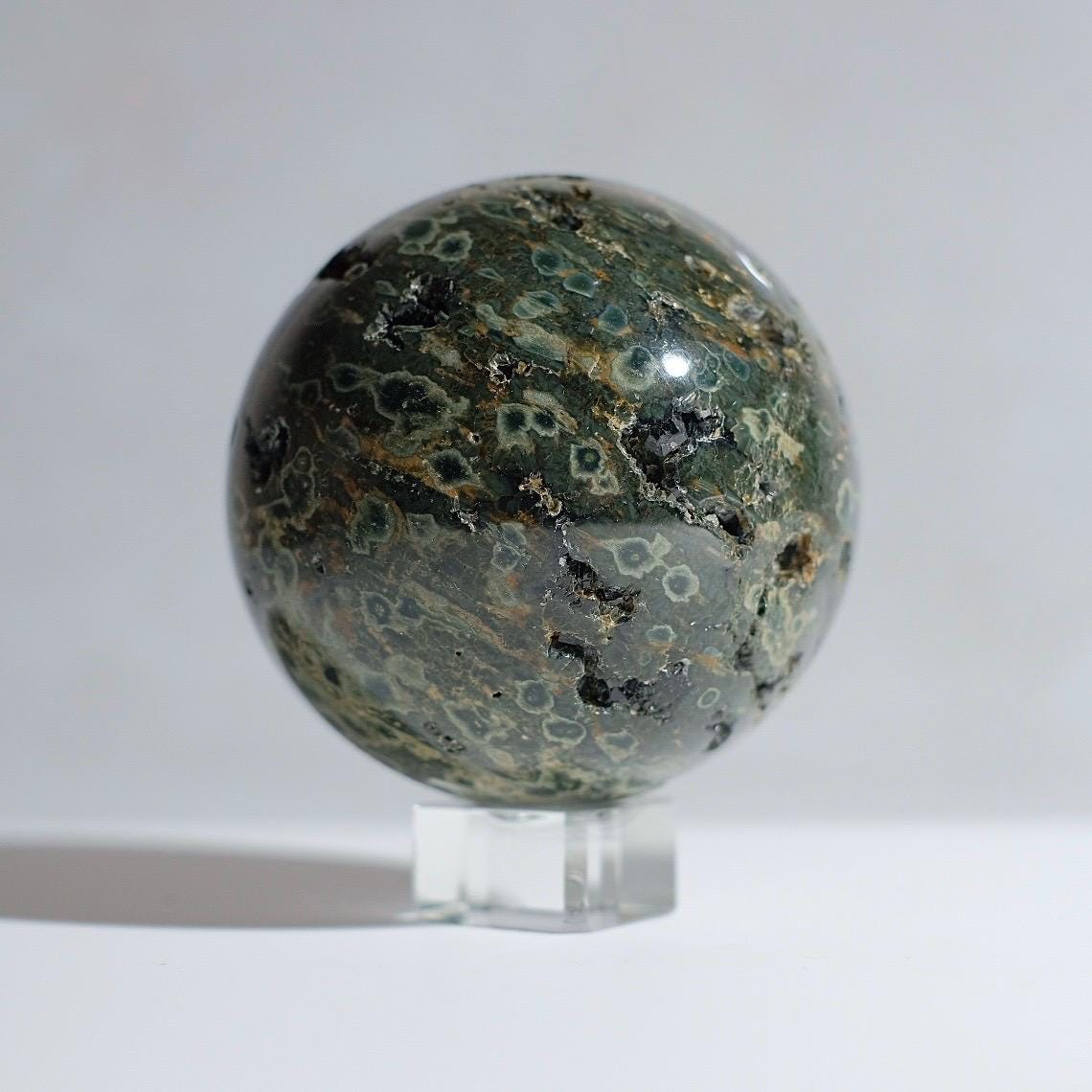 Druzy Ocean Jasper Sphere | Green Ocean Jasper Crystal Sphere