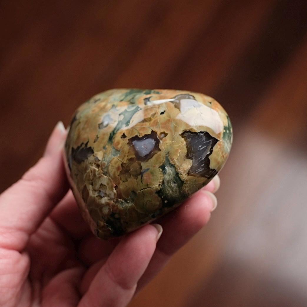 Rainforest Jasper Heart | Rhyolite Crystal Heart | Crystal Heart Carving