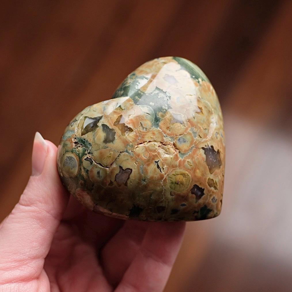 Rainforest Jasper Heart | Rhyolite Crystal Heart | Crystal Heart Carving