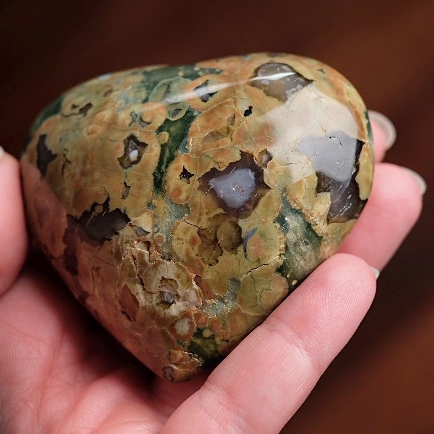 Rainforest Jasper Heart | Rhyolite Crystal Heart | Crystal Heart Carving