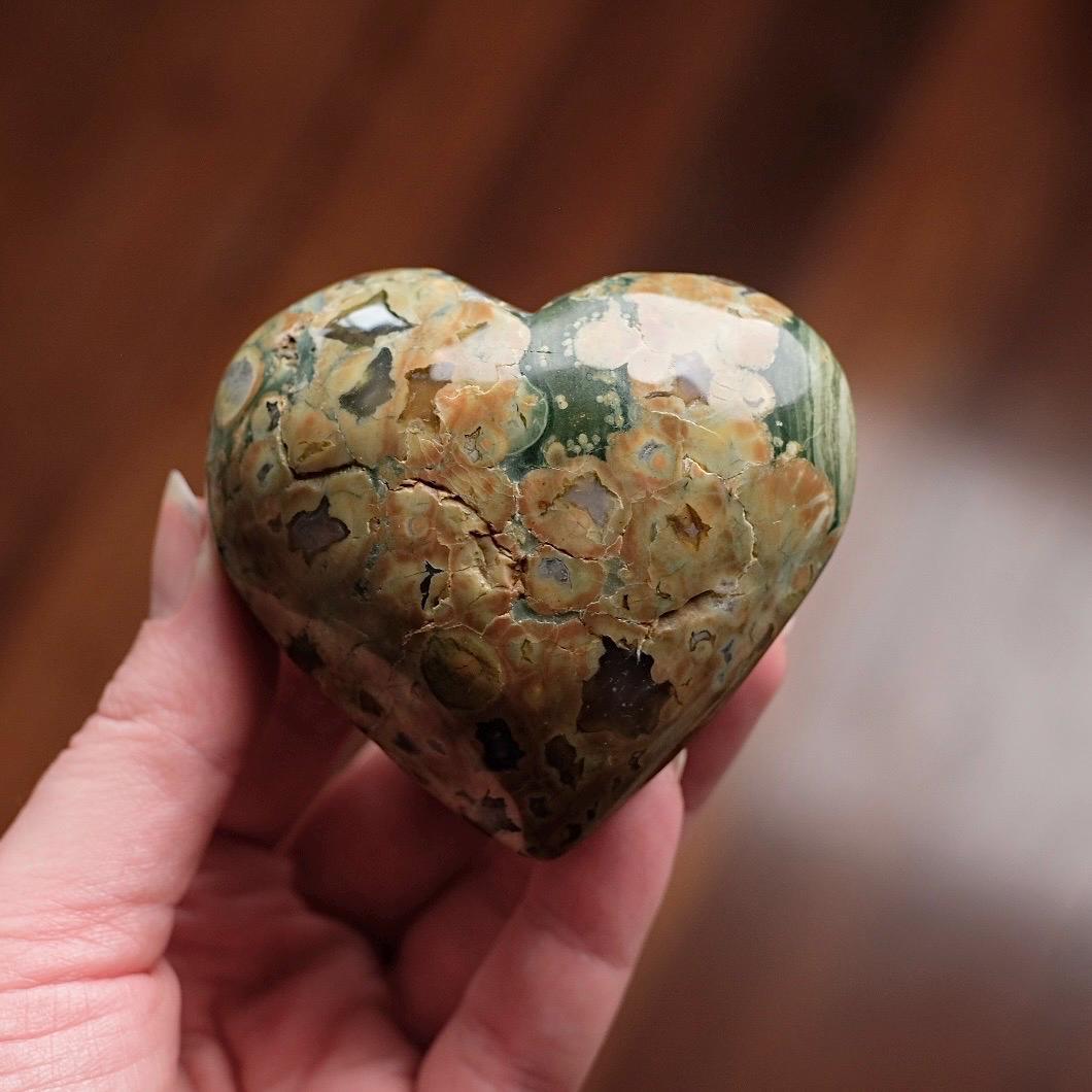 Rainforest Jasper Heart | Rhyolite Crystal Heart | Crystal Heart Carving
