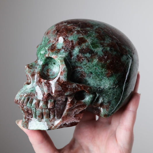 Garnet + Green Omphacite Crystal Skull | XL
