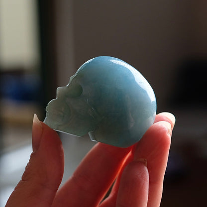 Rare Aquamarine Skull | Blue Aquamarine Crystal Skull