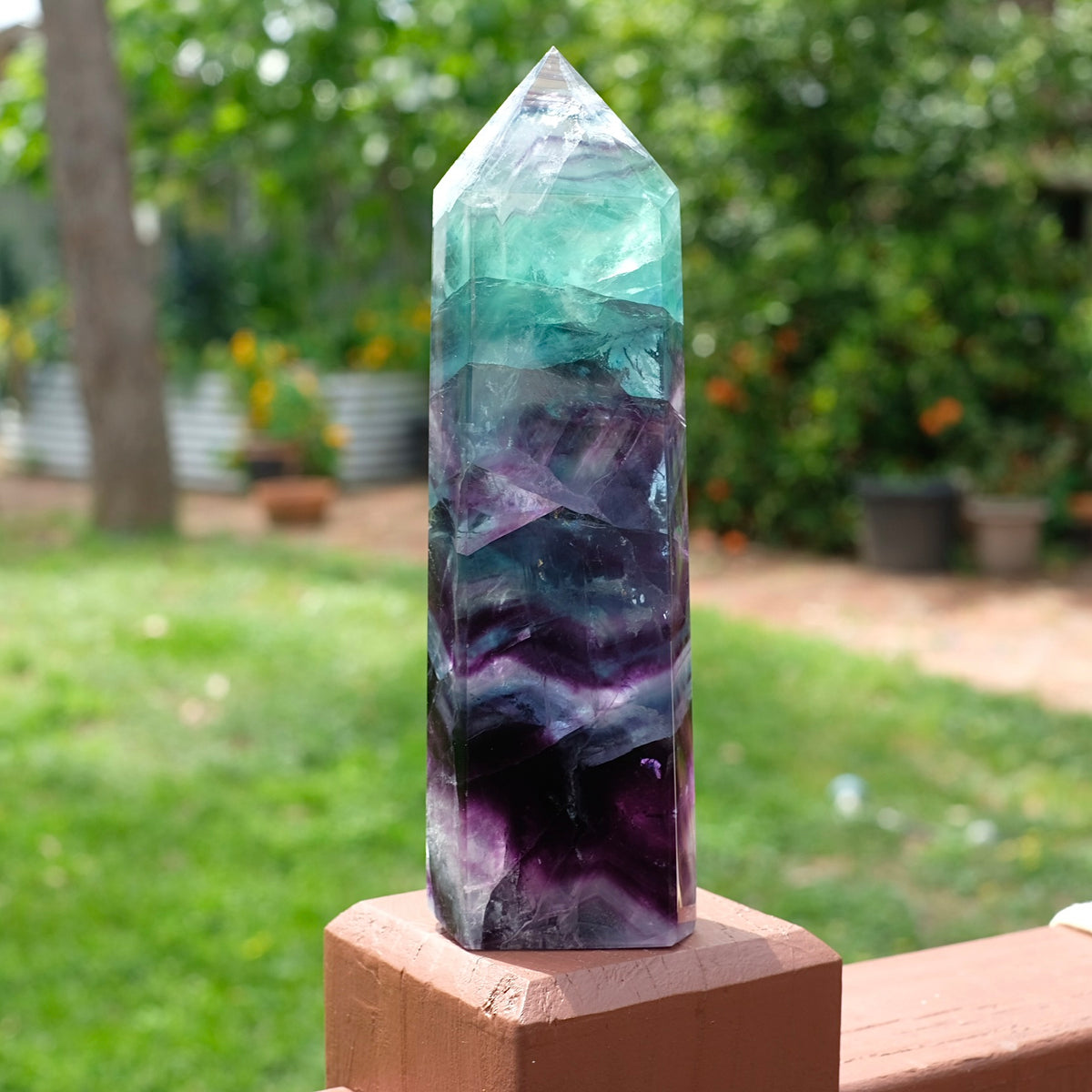 XL Rainbow Fluorite Tower | Fluorite Crystal Point