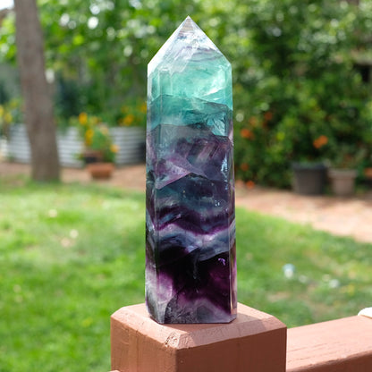 XL Rainbow Fluorite Tower | Fluorite Crystal Point