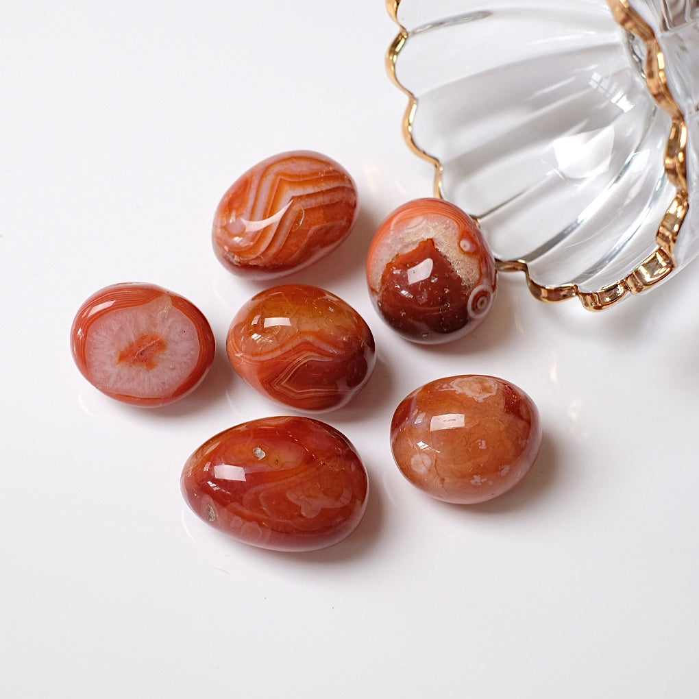 Banded Carnelian Tumbles | Carnelian Crystal Tumbles