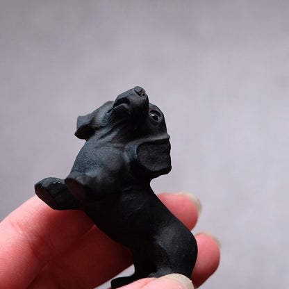 Black Obsidian Dachshund Carving | Crystal Dog