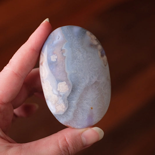 Flower Agate & Quartz Palm | Flower Agate Crystal Palm Stone