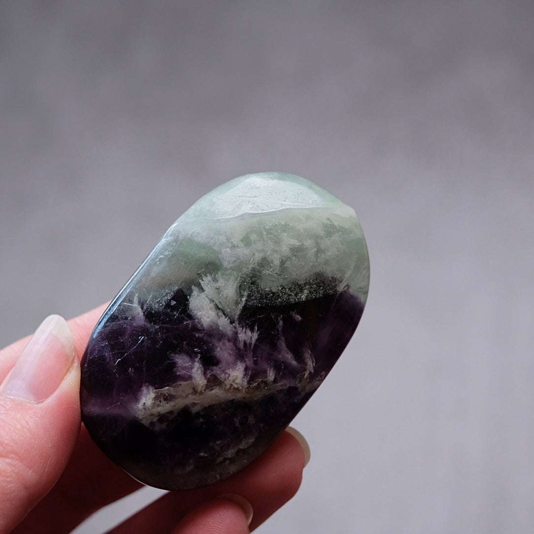 Feather Fluorite Palm | Snowflake Rainbow Fluorite Crystal
