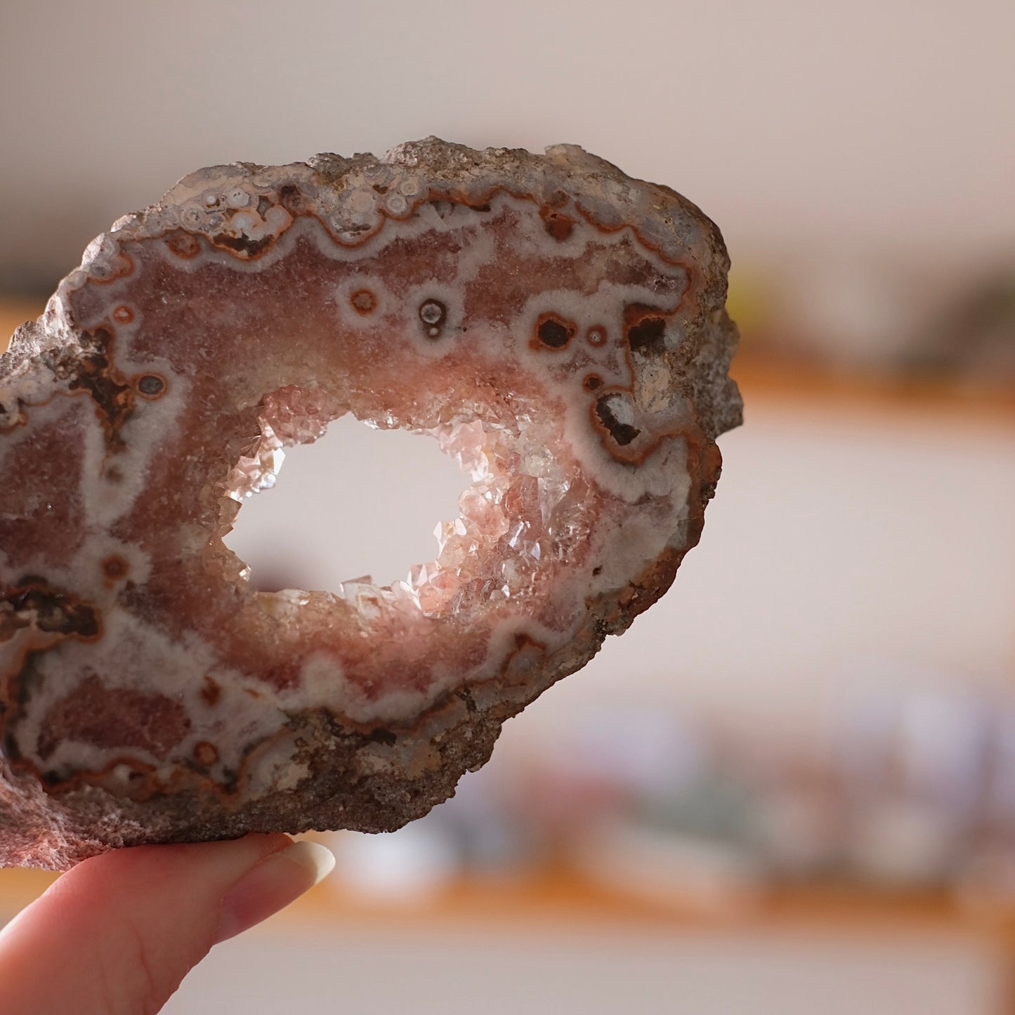 Raspberry Pink Amethyst Geode | Polished Pink Amethyst Crystal Specimen 11
