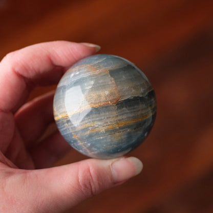 Lemurian Aquatine Calcite Sphere | Blue Onyx Crystal Sphere