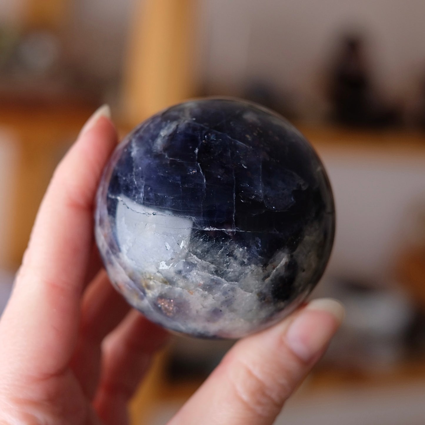 Blood Iolite Sphere | Sunstone Iolite Crystal Sphere