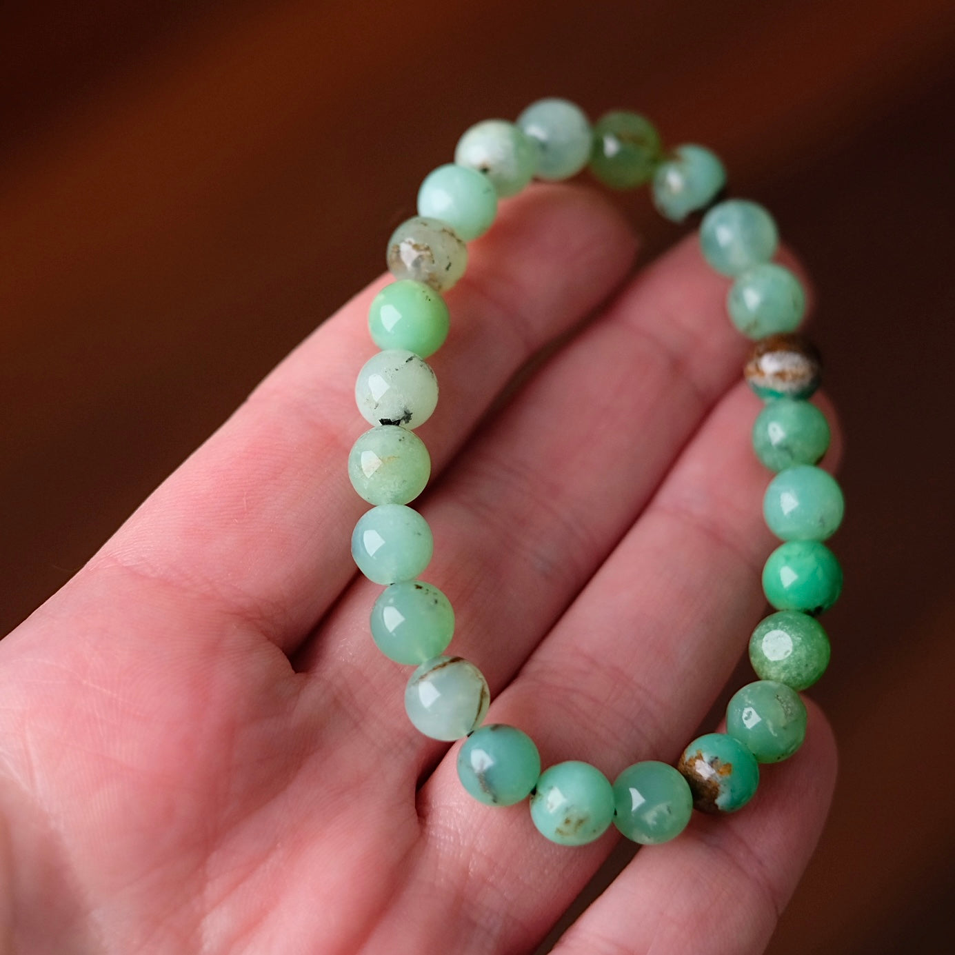 Chrysoprase Bracelet | Green Chrysoprase Crystal Stretch Bracelet