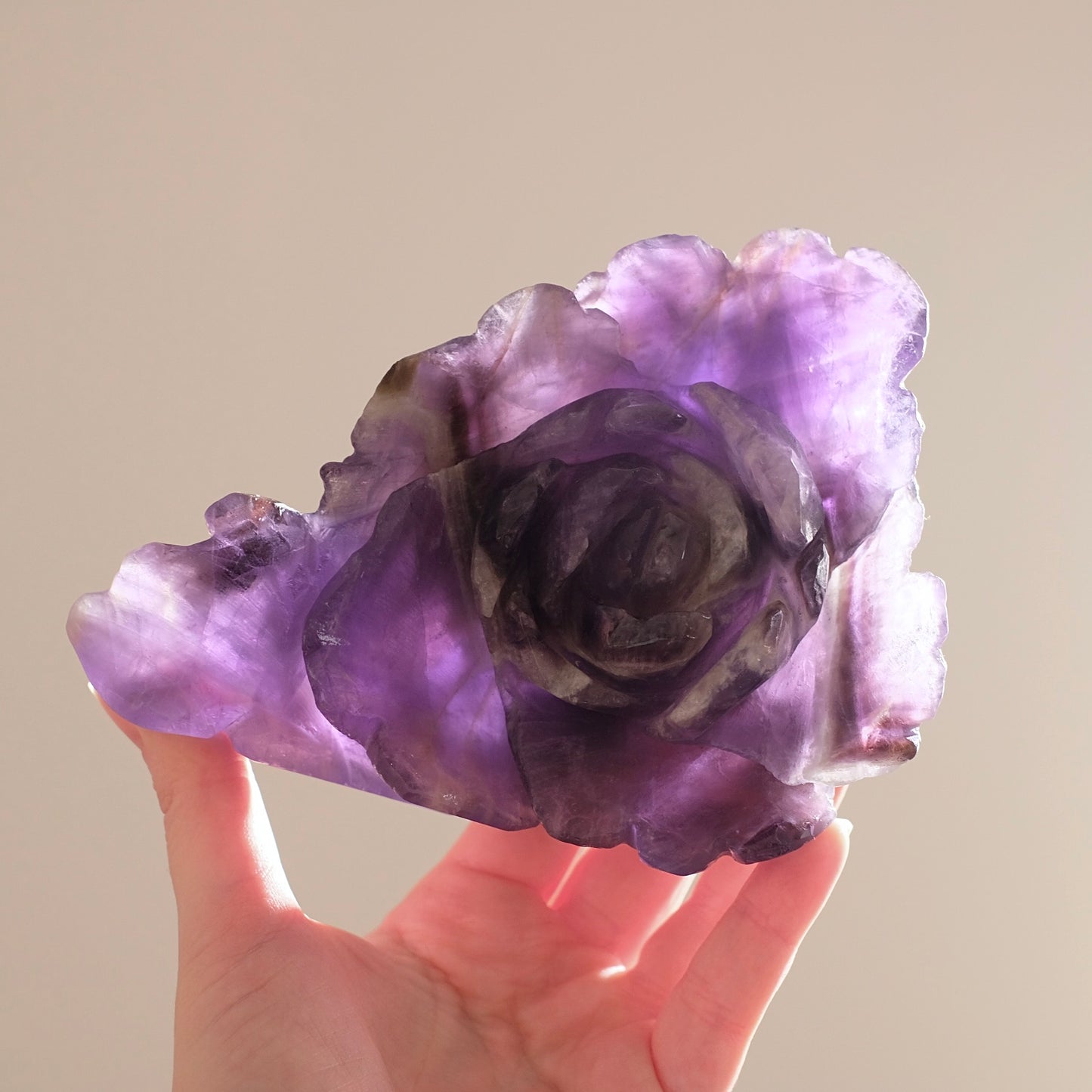 Amethyst Flower | Chevron Amethyst Crystal Rose Carving