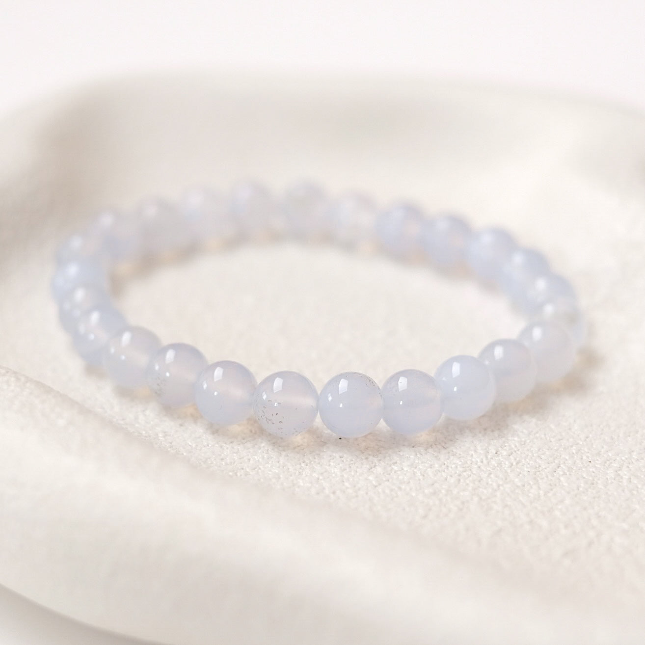 Blue Chalcedony Bracelet | Chalcedony Crystal Stretch Bracelet