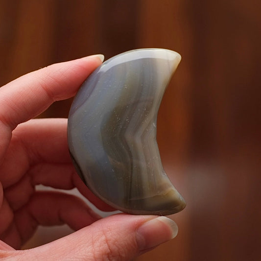 Agate Moon | Carved Crystal Moon | Crystal Carving
