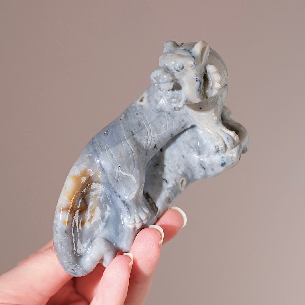 Ocean Jasper Tiger Carving | Tiger Figure Statue