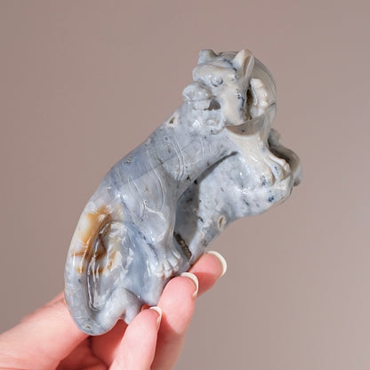 Ocean Jasper Tiger Carving | Tiger Figure Statue