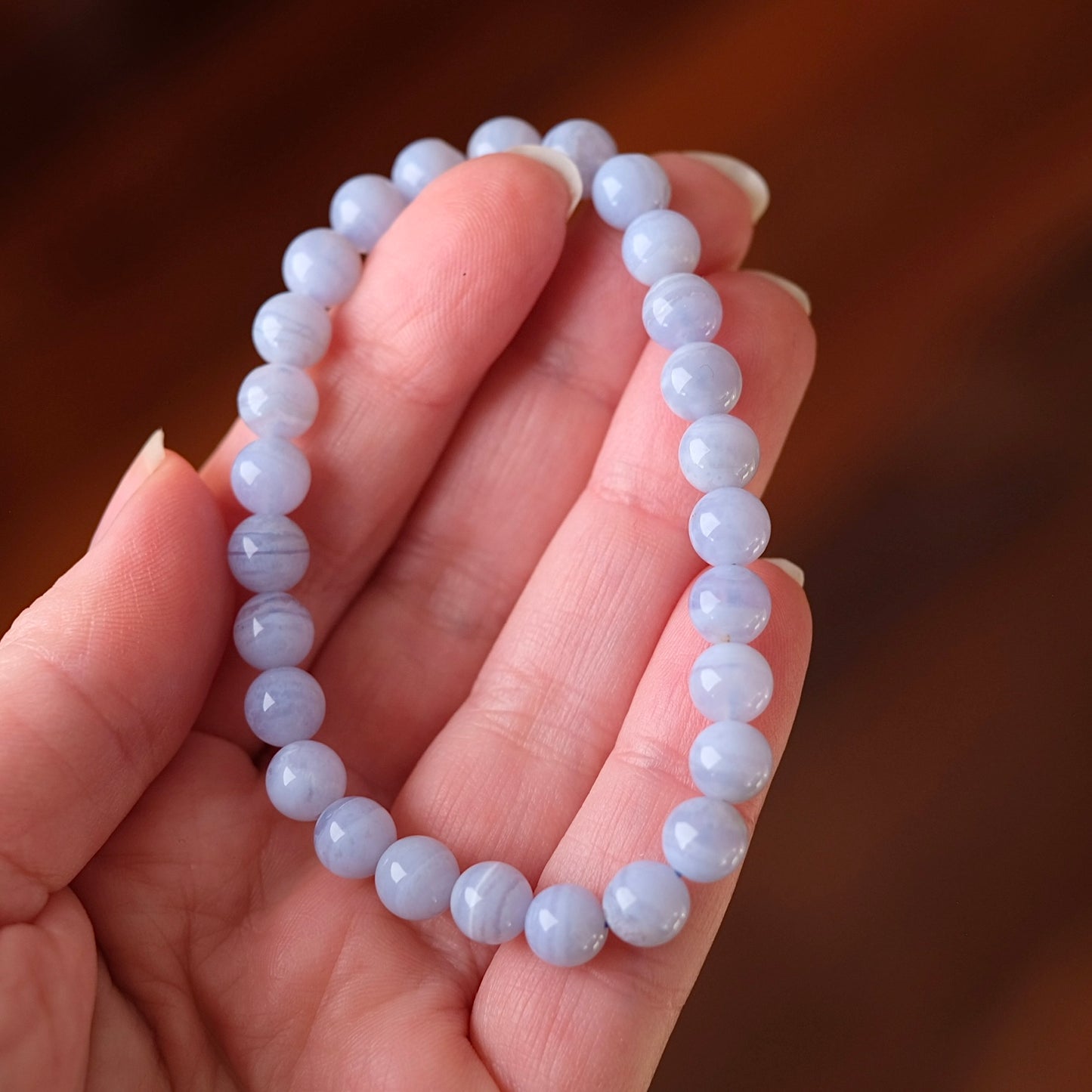 Blue Lace Agate Bracelet | Agate Crystal Stretch Bracelet