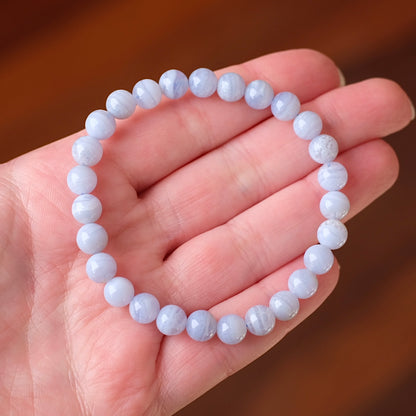 Blue Lace Agate Bracelet | Agate Crystal Stretch Bracelet
