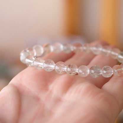 Silver Rutile Quartz Bracelet | Crystal Stretch Bracelet