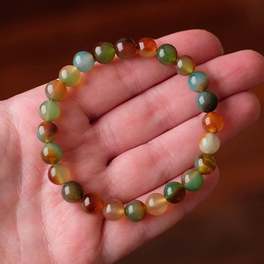 Autumn Chalcedony Bracelet | Agate Crystal Stretch Bracelet