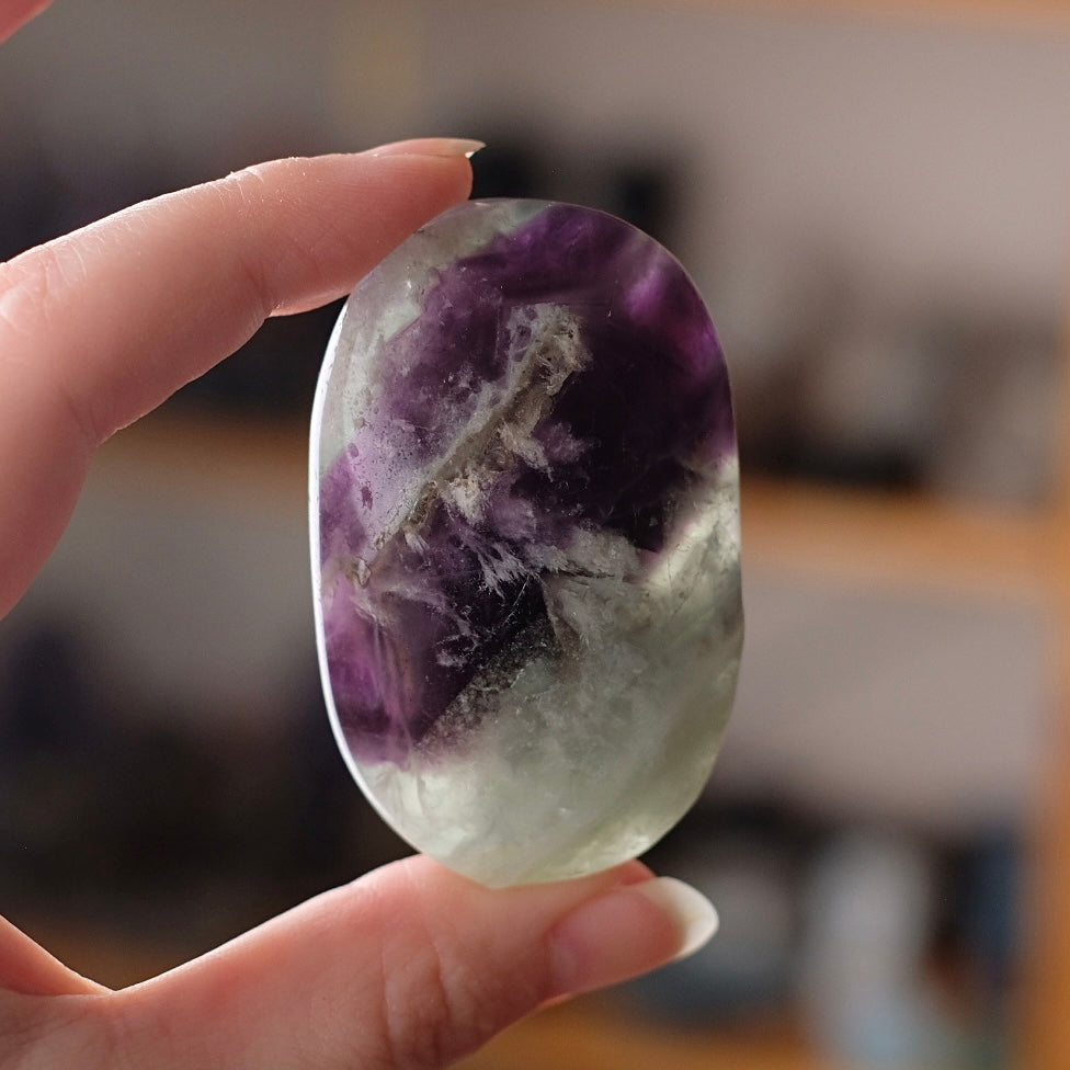Feather Fluorite Palm | Snowflake Rainbow Fluorite Crystal