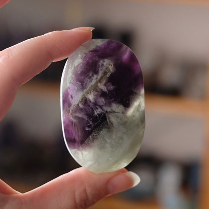 Feather Fluorite Palm | Snowflake Rainbow Fluorite Crystal