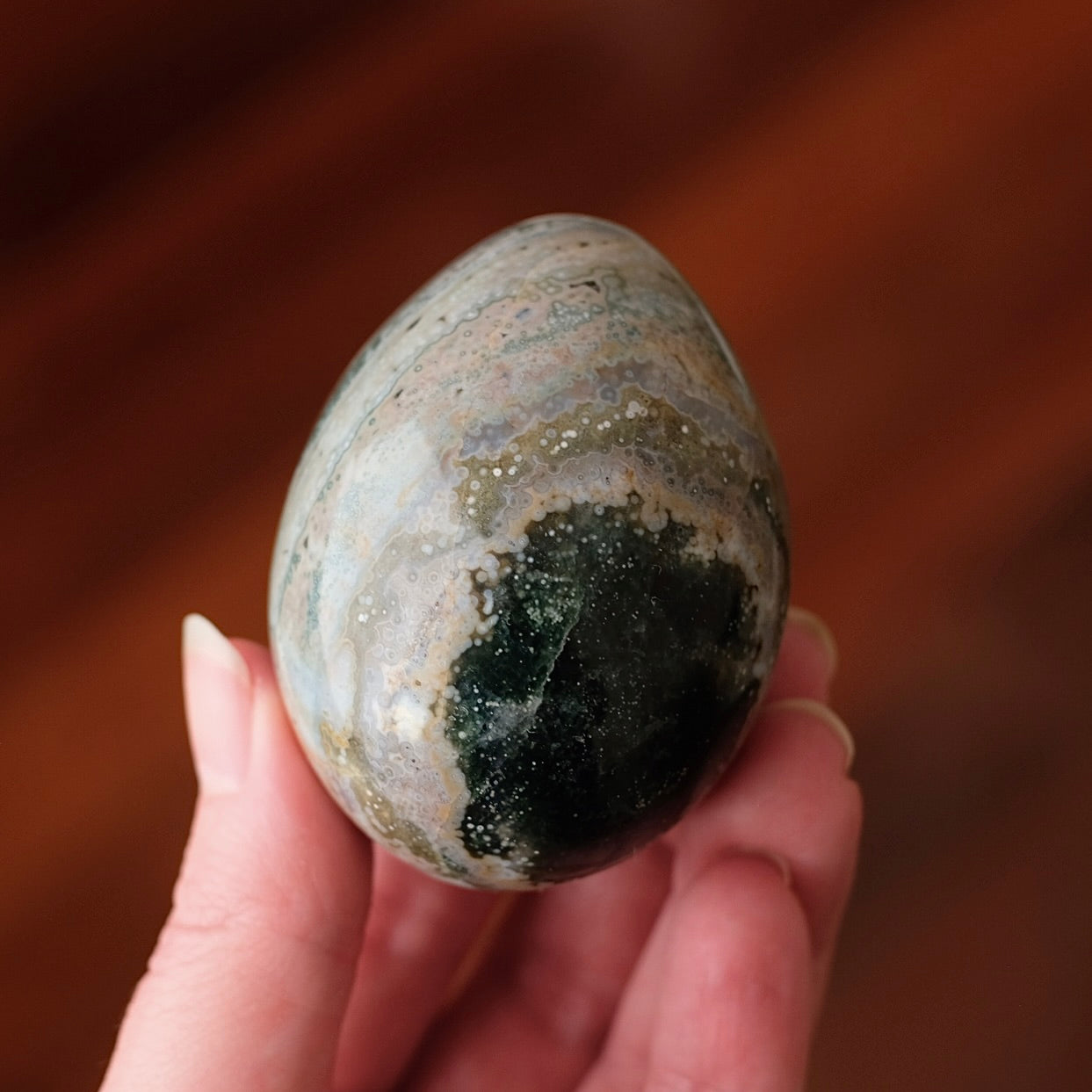 Sea Jasper Egg | Jasper Crystal Egg Carving