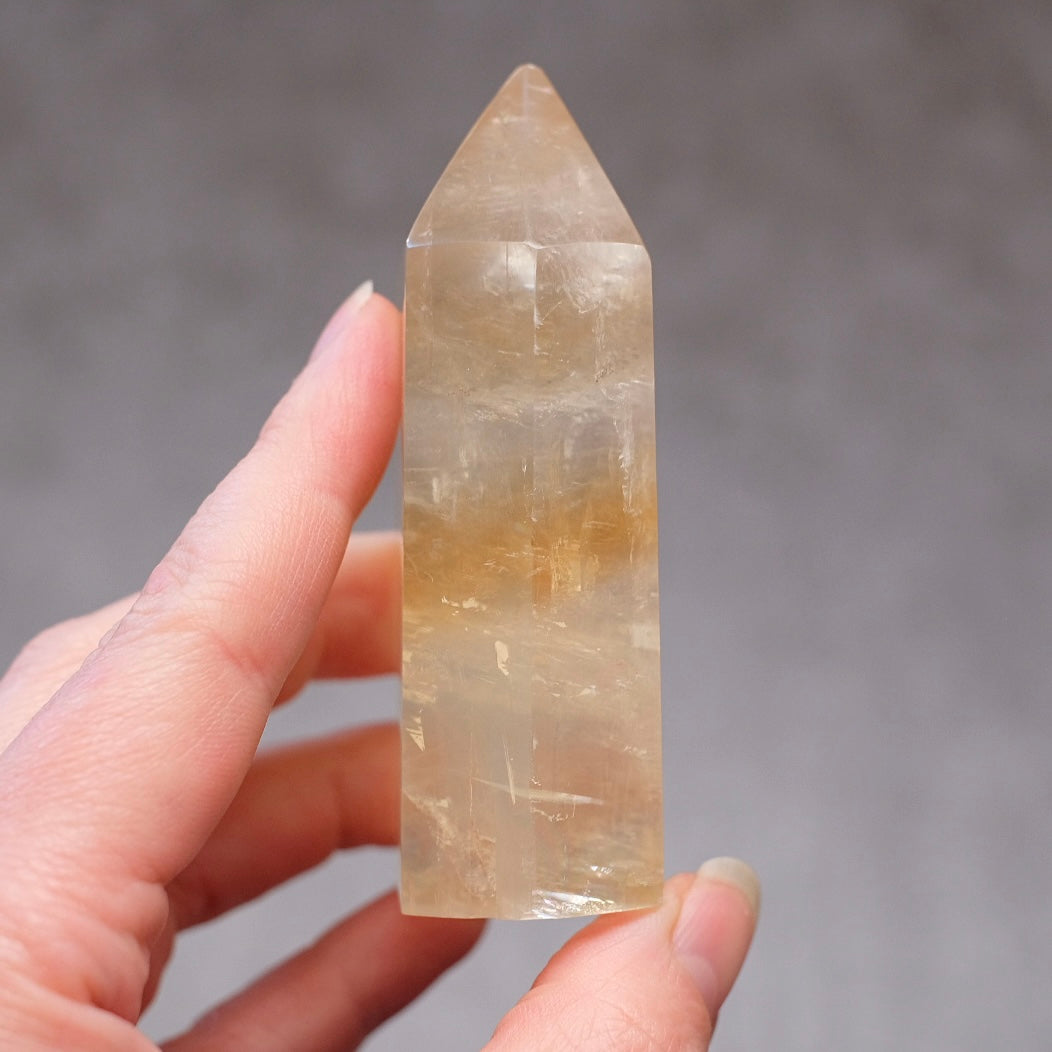Honey Calcite Tower | Golden Optical Calcite Crystal Point