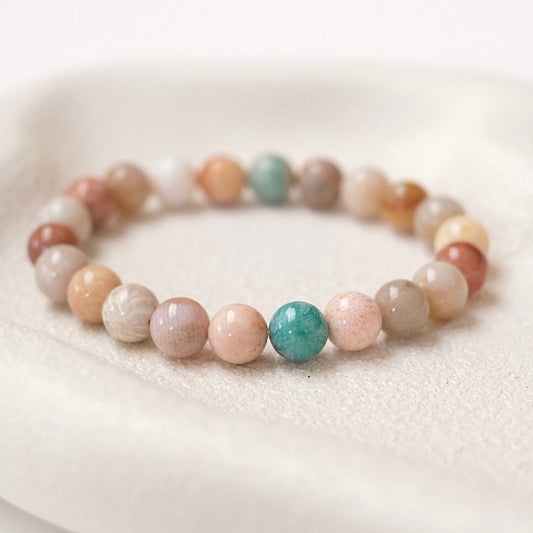 Colourful Fossilised Coral Bracelet | Coral Crystal Stretch Bracelet
