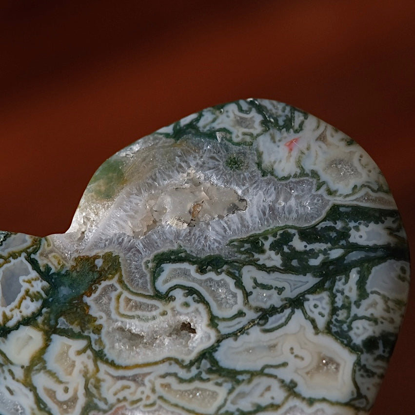 Moss Agate Heart | Druzy Moss Agate Crystal Heart