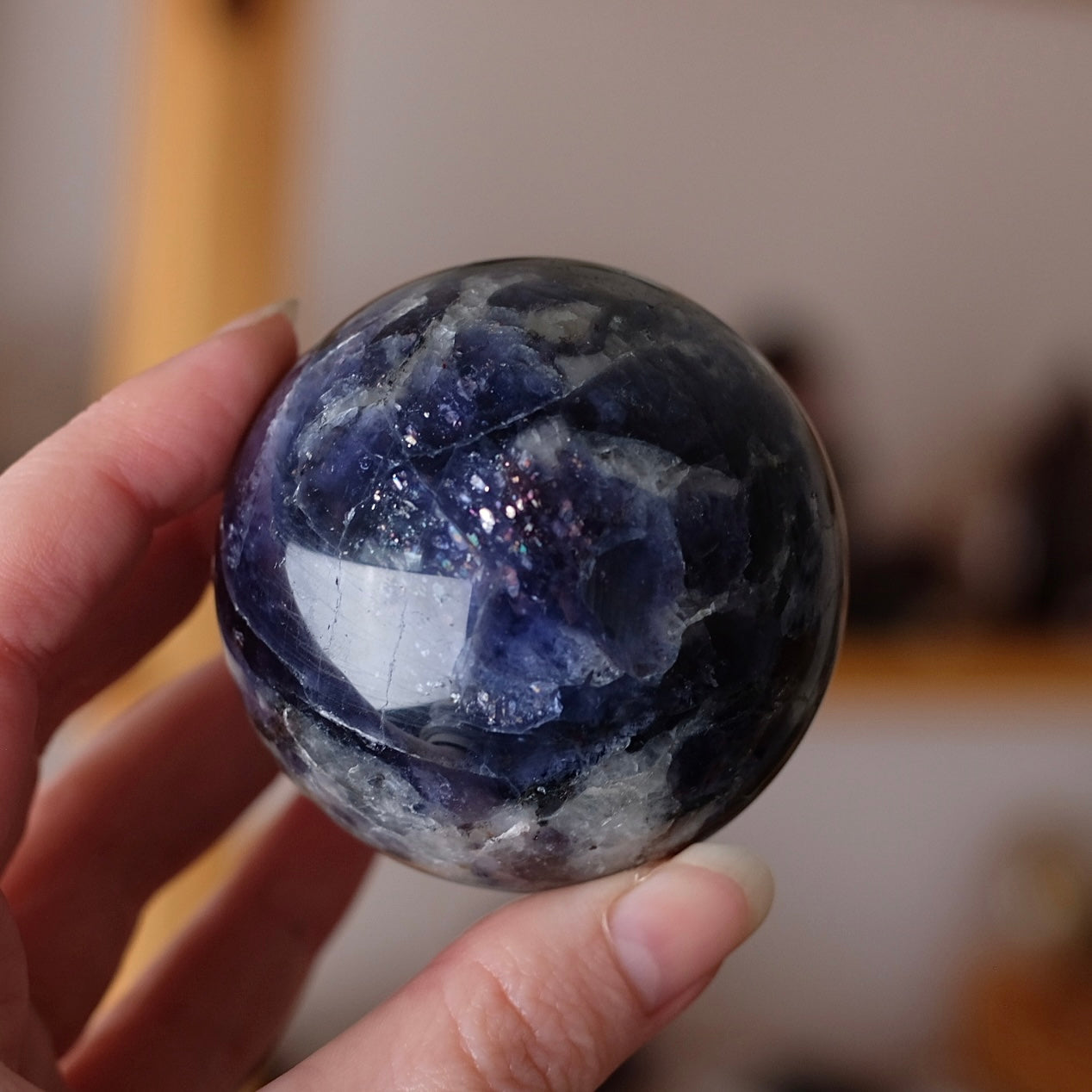 Blood Iolite Sphere | Sunstone Iolite Crystal Sphere